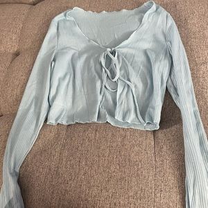 Baby blue long sleeve crop top